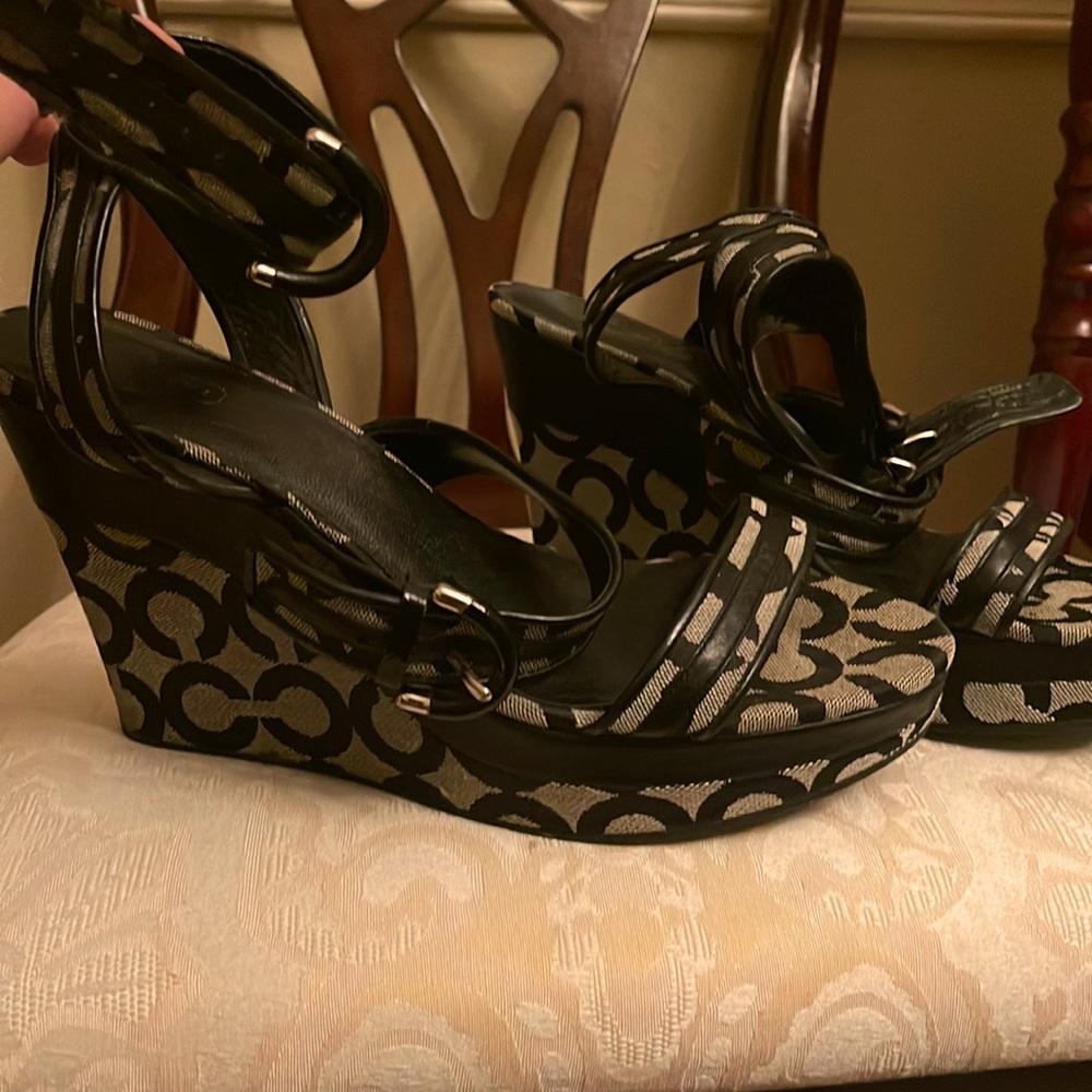 Women's Coach Shoes | Coach Wedges | Color: Black/Gray | Size 10